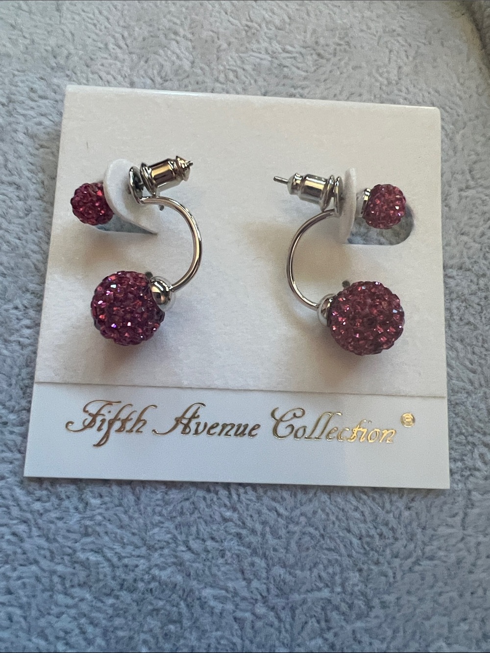 Fifth Avenue Collection Pink Crystal Double-Sided Drop Earrings